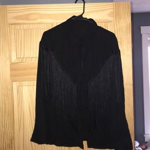 Black button up fringe